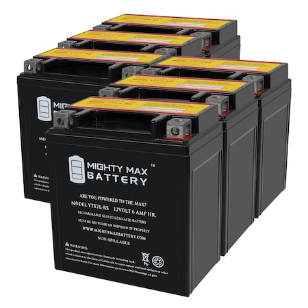 YTX7L-BS 12V 6AH Replacement Battery Compatible With Yuasa YTX7L-BS - 6PK